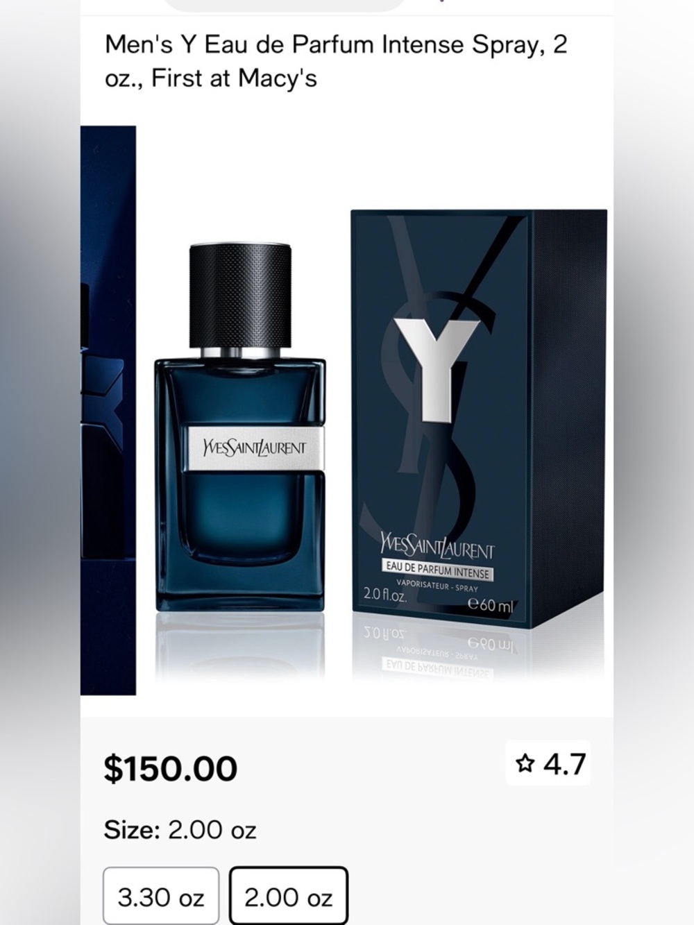 YSL - Y Eau de Parfum Intense Spray, 2 oz., Men - Picture 3 of 6